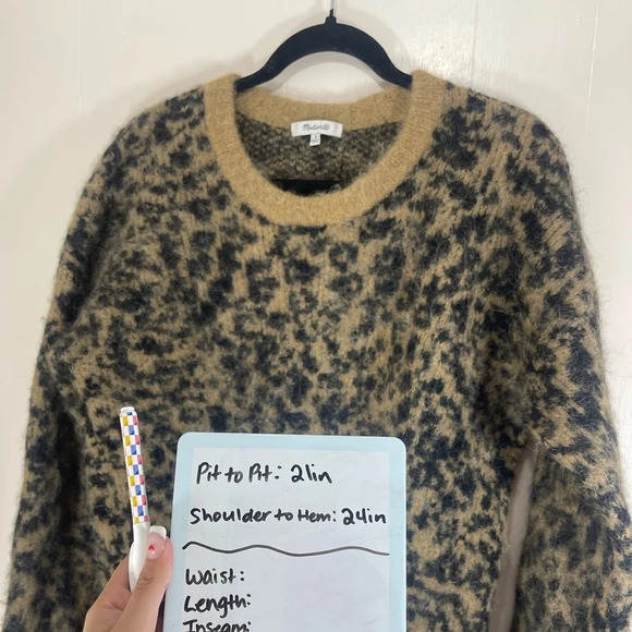 Madewell Alpaca Blend Crewneck Pullover Sweater in Leopard Women’s Size Medium - Picture 11 of 12